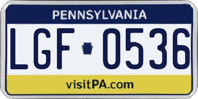 PA license plate LGF0536