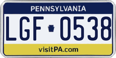 PA license plate LGF0538