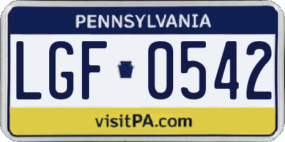 PA license plate LGF0542