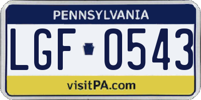 PA license plate LGF0543