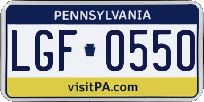 PA license plate LGF0550