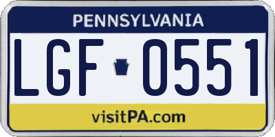 PA license plate LGF0551