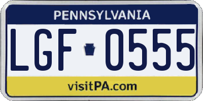 PA license plate LGF0555