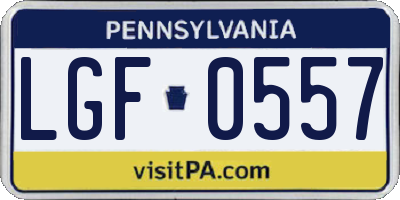 PA license plate LGF0557