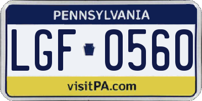 PA license plate LGF0560
