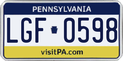 PA license plate LGF0598