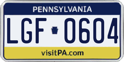 PA license plate LGF0604