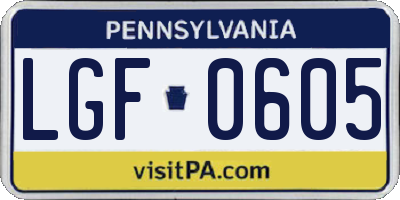 PA license plate LGF0605