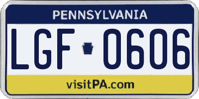 PA license plate LGF0606