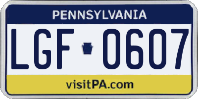 PA license plate LGF0607