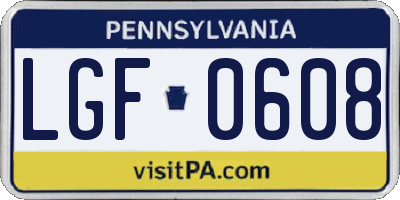PA license plate LGF0608