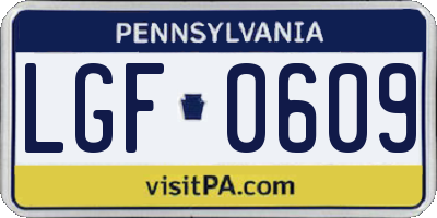 PA license plate LGF0609