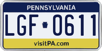 PA license plate LGF0611
