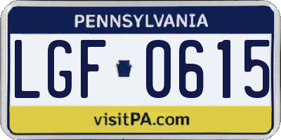 PA license plate LGF0615