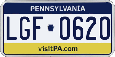 PA license plate LGF0620