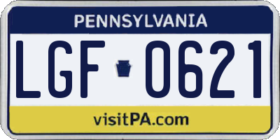 PA license plate LGF0621