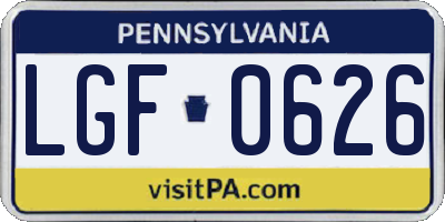 PA license plate LGF0626