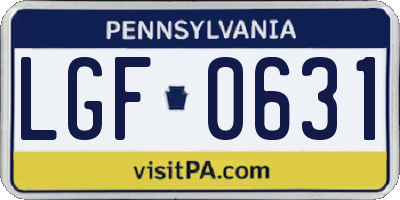 PA license plate LGF0631