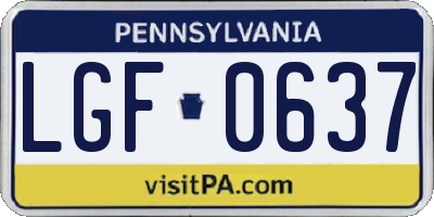 PA license plate LGF0637