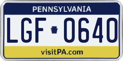 PA license plate LGF0640