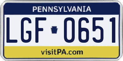 PA license plate LGF0651