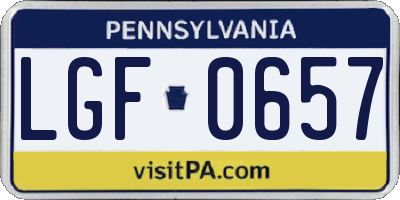 PA license plate LGF0657