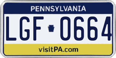 PA license plate LGF0664