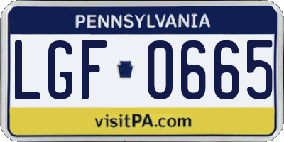 PA license plate LGF0665