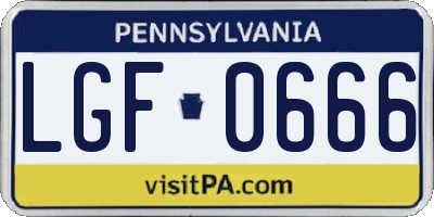 PA license plate LGF0666