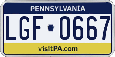PA license plate LGF0667