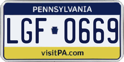 PA license plate LGF0669