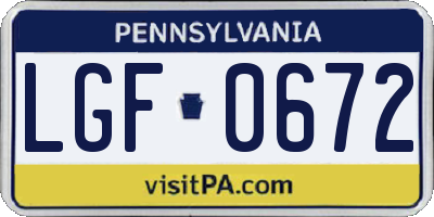 PA license plate LGF0672