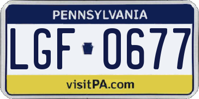 PA license plate LGF0677