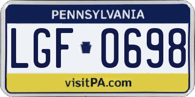 PA license plate LGF0698