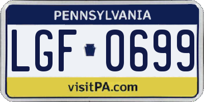 PA license plate LGF0699