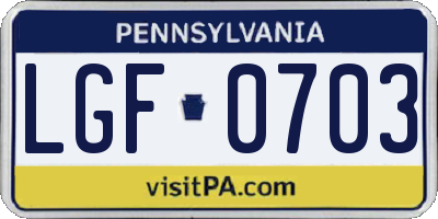 PA license plate LGF0703
