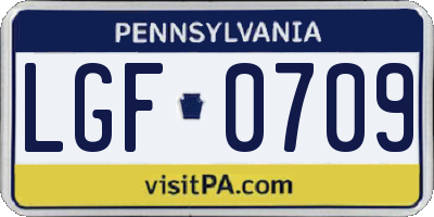PA license plate LGF0709