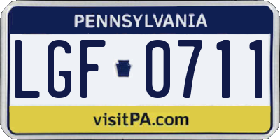 PA license plate LGF0711