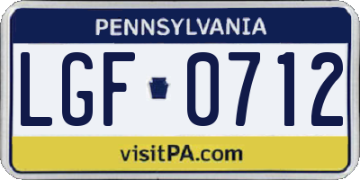 PA license plate LGF0712
