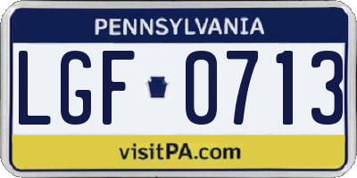 PA license plate LGF0713