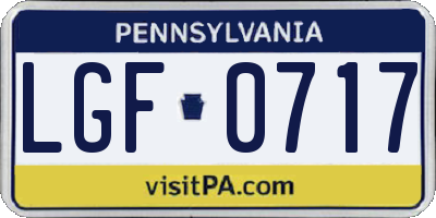 PA license plate LGF0717