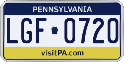 PA license plate LGF0720