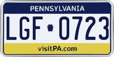 PA license plate LGF0723