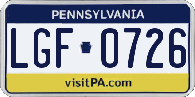 PA license plate LGF0726