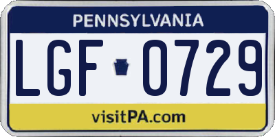 PA license plate LGF0729
