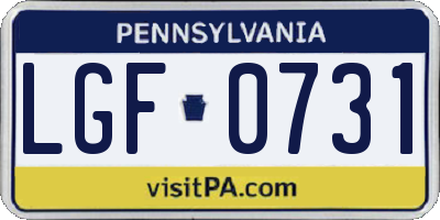 PA license plate LGF0731
