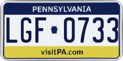 PA license plate LGF0733