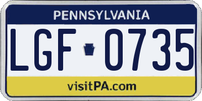 PA license plate LGF0735