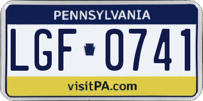 PA license plate LGF0741