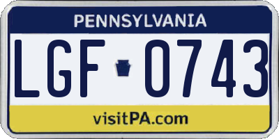 PA license plate LGF0743